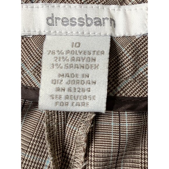 Dressbarn Brown Plaid Dress Pants Size 10 Lightweight Summer Crop RZ10409 - Picture 3 of 9